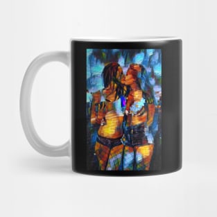 LOVE, lesbian couple kissing Mug